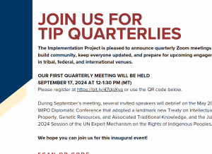 Screenshot of flyer for September 2024 TIP Quarterly Meeting