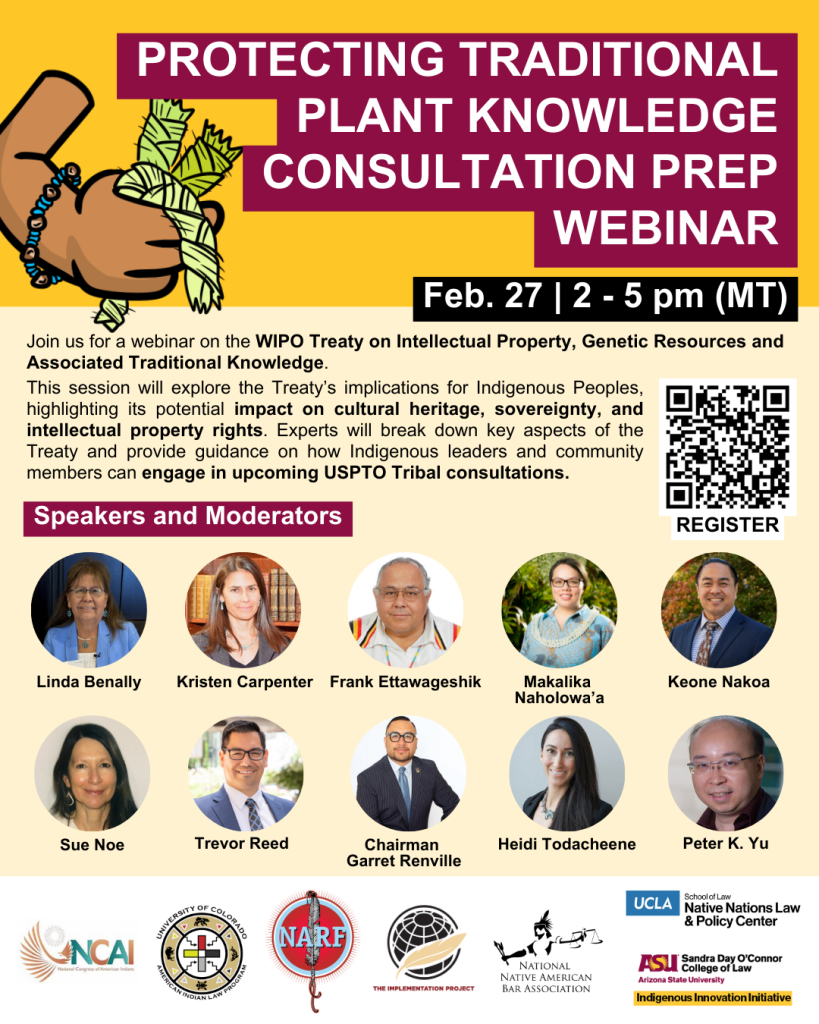 Flyer for Protecting Traditional Plant Knowledge Consultation Prep Webinar on February 27, 2025 from 2-5PM MT